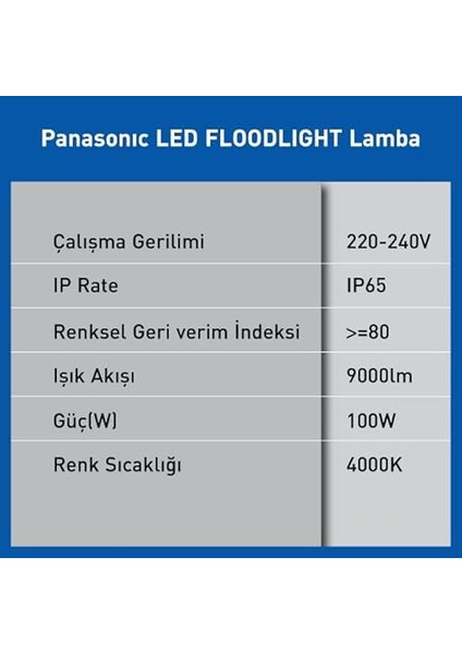 LED Projektör, Gün Işiği 100W 9000LM 4000K modelleri