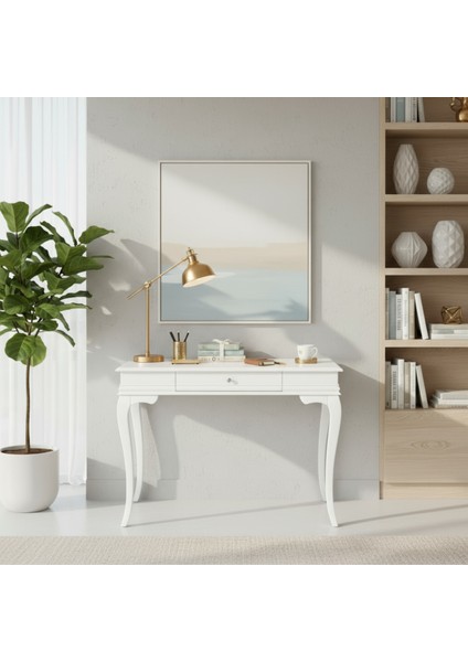 90 cm Masif Rustik Beyaz Dresuar