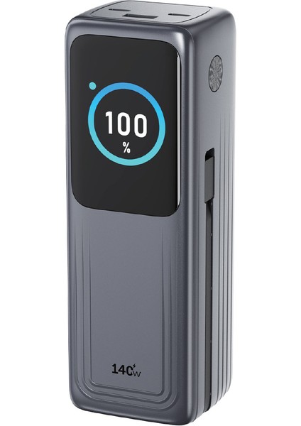 FP34 140W 30.000MAH Akıllı Ekranlı Hızlı Şarj Powerbank 2xusb-C & Dahili Kablo 4 Cihaz Şarj