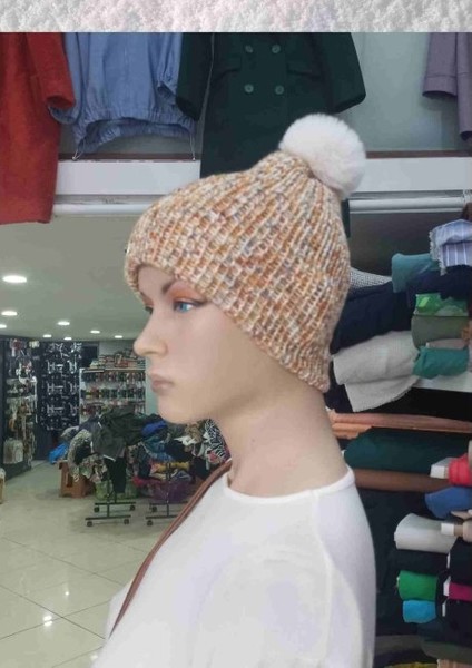 El Örgüsü Doğal Yün ve Akrilik Karışımlı Sıcacık Kış Beresi Açık Kahve Karışımlı Renk fiyatları