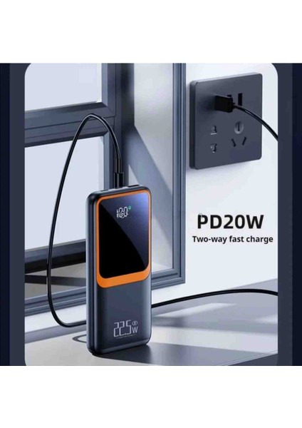 10000 Mh Pd 20W ve USB 22.5W Fast Hızlı Şarj Dahili Type C ve Lightning Kablolu H32 Powerbank modelleri