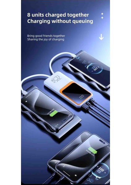 10000 Mh Pd 20W ve USB 22.5W Fast Hızlı Şarj Dahili Type C ve Lightning Kablolu H32 Powerbank fırsatları