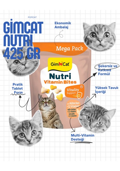 Nutri Vitaminli Tavuklu Kedi Ödül Tableti (425 Gr) fiyatları