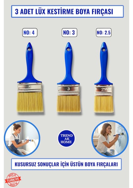 3’lü Set Lüx Kestirme Boya Fırçası ( 3 Adet )