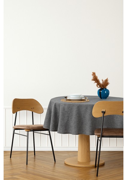 Buldan Pamuklu Keten Yuvarlak Masa Örtüsü