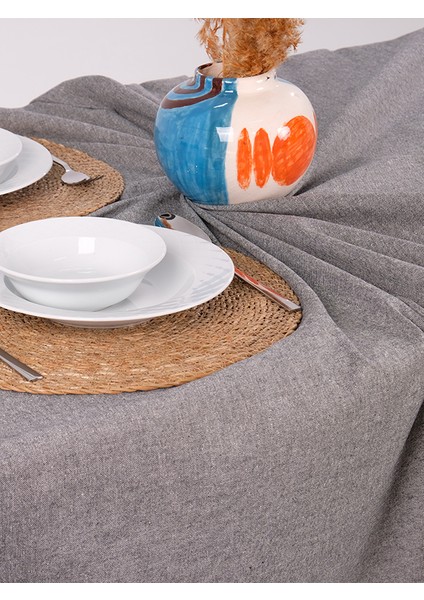 Buldan Pamuklu Keten Yuvarlak Masa Örtüsü fiyatları