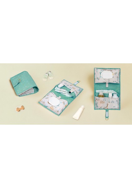 Bebek Alt Açma Çantası - Portatif Katlanabilir Çok Bölmeli Bakım Çantası (Mavi)