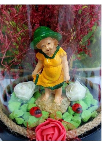 Fanus Teraryum Anneye Hediye Yaşlı Kadın Figürlü Kuru Çiçekli fiyatları