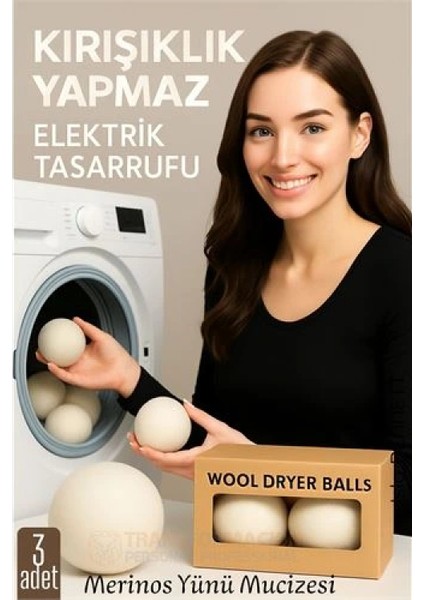 3’lü Kurutma Makina Topu – Merinos Yün Kurutma Topları Doğal Yumuşatıcı, Kırışık Önleyici, Enerji Tasarruflu fiyatları