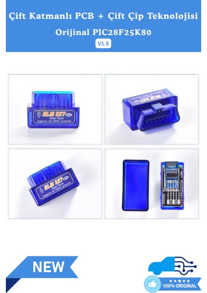 ELM327 V1.5 Bluetooth Türkçe Araç Arıza Tespit Cihazı OBD2 - Orijinal PIC18F25K80 Çift Çipli, IOS / Android / Windows Uyumlu fırsatları