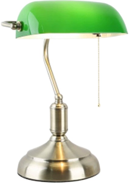 Banker Masa Lambası Yeşil Cam Eskitme Gövde E27 Duy Retro Dekoratif Masa Lambası (Ampul Hediyeli) fiyatları