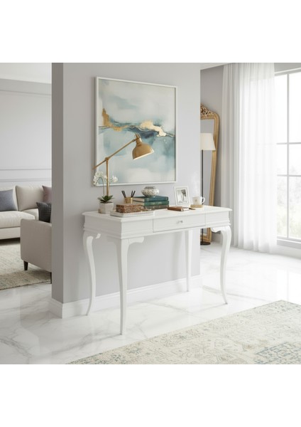 80 cm Masif Rustik Beyaz Dresuar