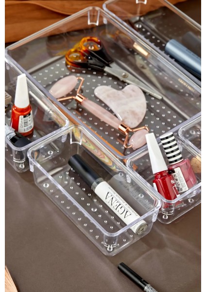 6 Parça Ayarlanabilir Çekmece Içi Düzenleyici Makyaj ve Takı Organizeri Şeffaf - Set1 modelleri