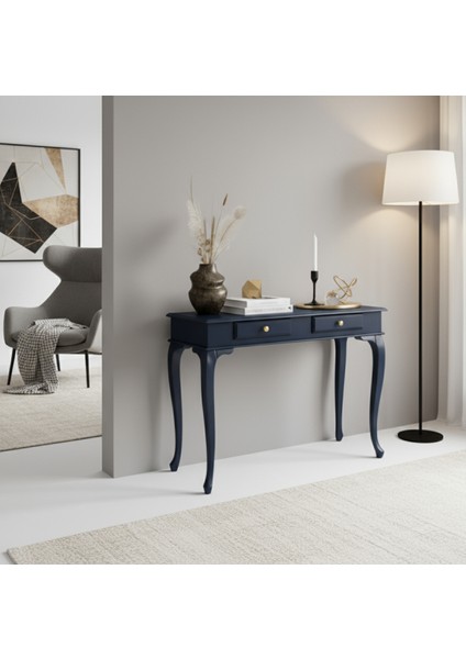 120 cm Masif Çekmeceli Lükens Lacivert Dresuar