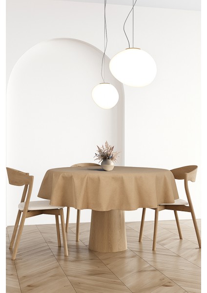 Buldan Pamuklu Keten Yuvarlak Masa Örtüsü