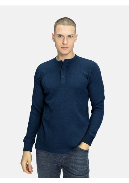 Erkek Henley Uzun Kollu T-Shirt