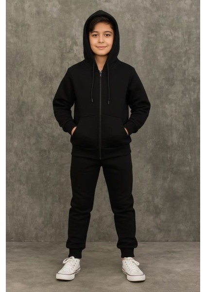 3ip Şardonlu Çocuk Kışlık Eşofman Takımı