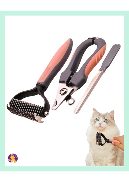 3'lü Kedi Köpek Bakım Seti - Kıtık Açıcı Tarak, Tırnak Makası ve Törpü ile Komple Bakım fiyatları