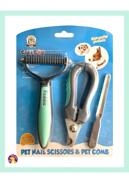 3'lü Kedi Köpek Bakım Seti - Kıtık Açıcı Tarak, Tırnak Makası ve Törpü ile Komple Bakım modelleri