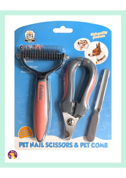 3'lü Kedi Köpek Bakım Seti - Kıtık Açıcı Tarak, Tırnak Makası ve Törpü ile Komple Bakım fırsatları