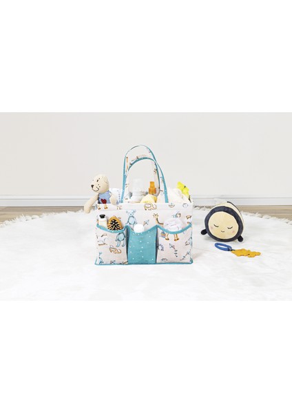 Taşınabilir Bebek Bakım Organizeri Çanta Şeklinde Desenli 10 Bölmeli (Mavi) fırsatları