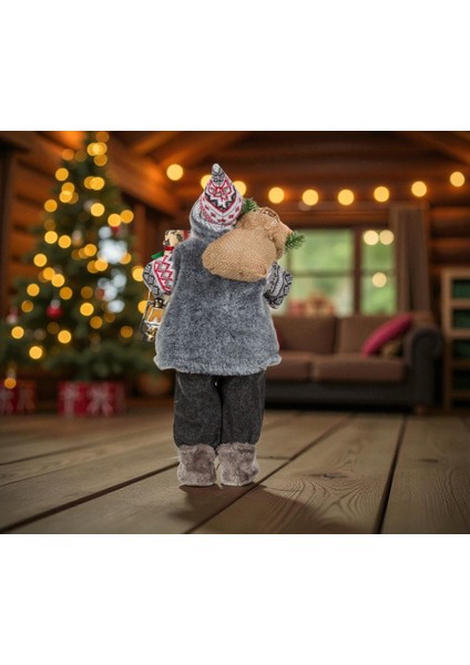 Yılbaşı Noel Baba BÜYÜK BOY Oyuncak Yeni 2026 24X18X45CM Gri Hediye Kutulu fırsatları