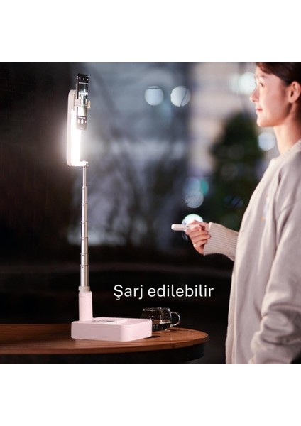 Mobil Telefon Tutucu Canlı Yayın Braketi Fonksiyonel Kumandalı Selfie Telefon Standı