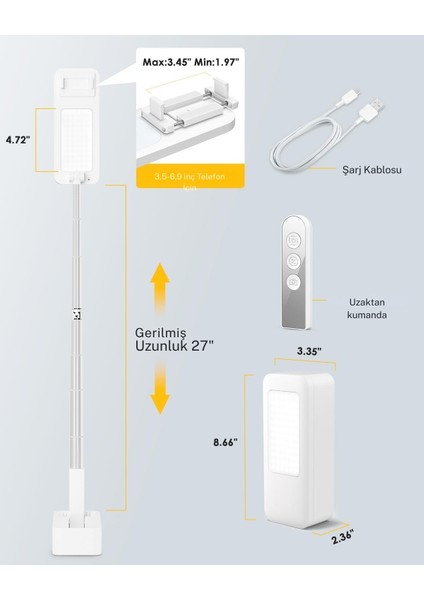 Mobil Telefon Tutucu Canlı Yayın Braketi Fonksiyonel Kumandalı Selfie Telefon Standı fırsatları