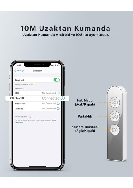 Mobil Telefon Tutucu Canlı Yayın Braketi Fonksiyonel Kumandalı Selfie Telefon Standı