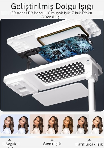 Mobil Telefon Tutucu Canlı Yayın Braketi Fonksiyonel Kumandalı Selfie Telefon Standı