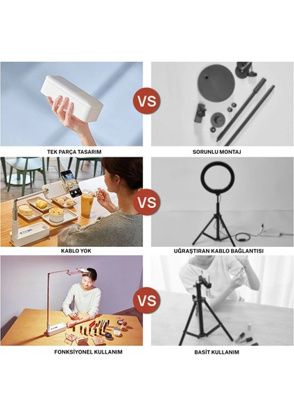 Mobil Telefon Tutucu Canlı Yayın Braketi Fonksiyonel Kumandalı Selfie Telefon Standı