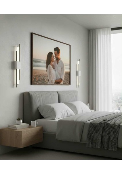 Pilli LED Duvar Apliği – Beyaz Gövde – Beyaz Işık – Kablosuz Modern Aydınlatma fiyatları