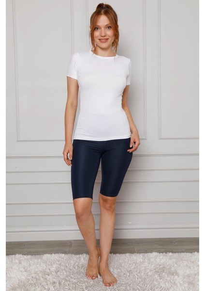 - Microfiber Diz Üstü Tayt Lacivert