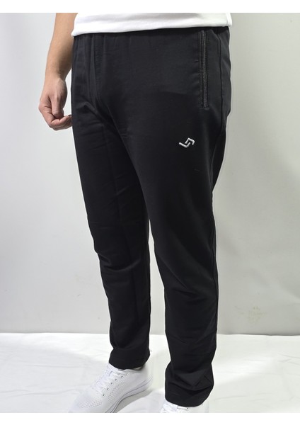 Erkek Pamuklu Slim Fit Düz Paça Eşofman Altı