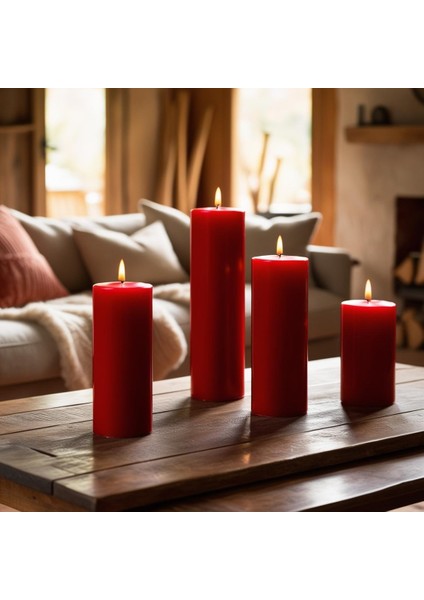 Soya Parafinli Kırmızı (1 Adet) 80 Saat Yanma Süreli Çap:10 cm Boy:10 Silindir Blok Mum Kırmızı fırsatları