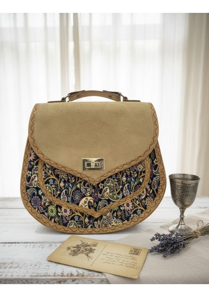 Otantik Mozaik Desen Kadife Kapak Kadın Çantası