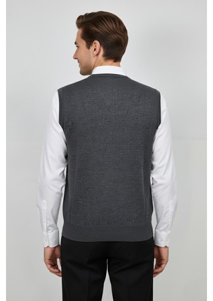 Erkek V Yaka Süveter Çelik Örgü Regular Kalıp BGL-ST04840 modelleri