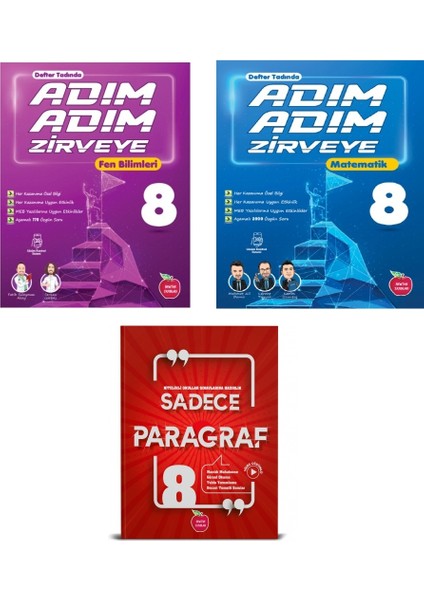 Newton 8.sınıf Adım Adım Etkinlikli Konu Anlatımlı Soru Bankaları (Matematik+Fenbilimleri) + 8.sınıf Sadece Paragraf 3 Lü Set