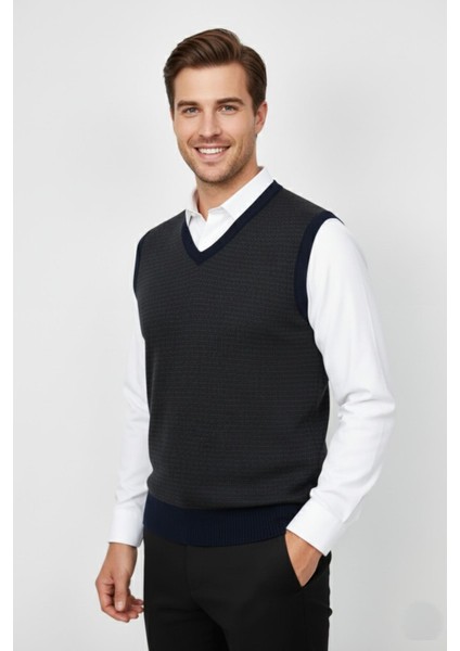 Erkek V Yaka Süveter Çelik Örgü Regular Kalıp BGL-ST04840 fiyatları