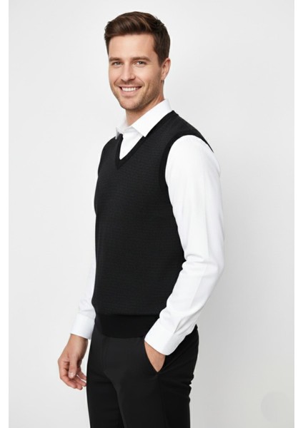 Erkek V Yaka Süveter Çelik Örgü Regular Kalıp BGL-ST04840 fiyatları