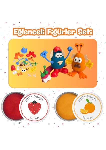 Eğlenceli Figürler 2'li Doğal Oyun Hamuru Seti 150X2 - Kırmızı, Turuncu