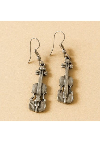 Keman Şekilli Kadın Küpe Çift Adet Gümüş Kaplama El Yapımı Küpe modelleri