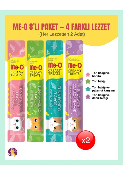 Tuna Mix Kedi Ödül Maması 8’li Karışık Paket 8x 15 gr (Ton Balığı ve Bonito,ton Balığı,ton Balığı ve Palamut Karışımı, Ton Balığı ve Deniz Tarağı) fiyatları