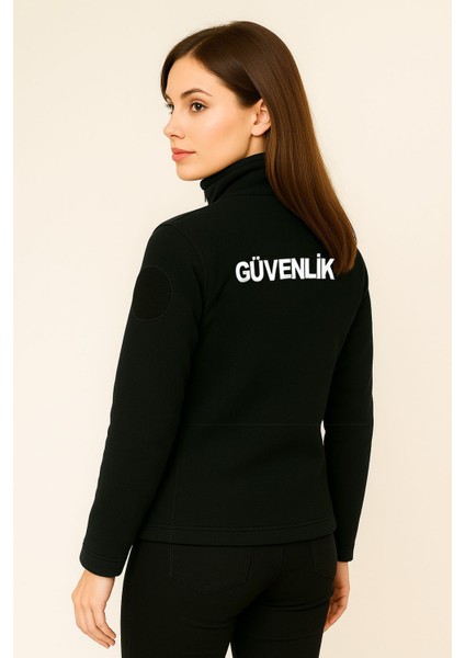 Kadın Göğüsten Cepli Önden Yazılı Nakış Işlemeli Kalın Kışlık Özel Güvenlik Poları