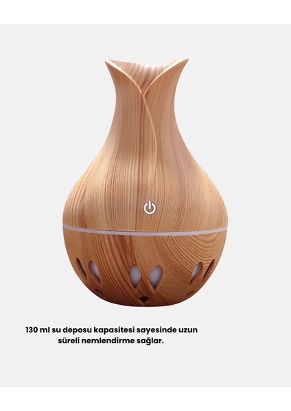 Ahşap Desenli 130 ml Aromaterapi Difüzör Sessiz ve USB Bağlantılı modelleri