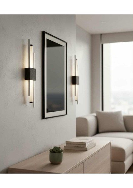 Pilli LED Duvar Apliği – Siyah Gövde – Beyaz Işık – Kablosuz Modern Aydınlatma fiyatları