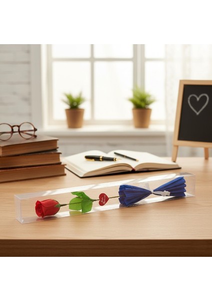 Şeffaf Kutulu Kraponlu Gül - Öğretmenler Günü Hediyesi fırsatları