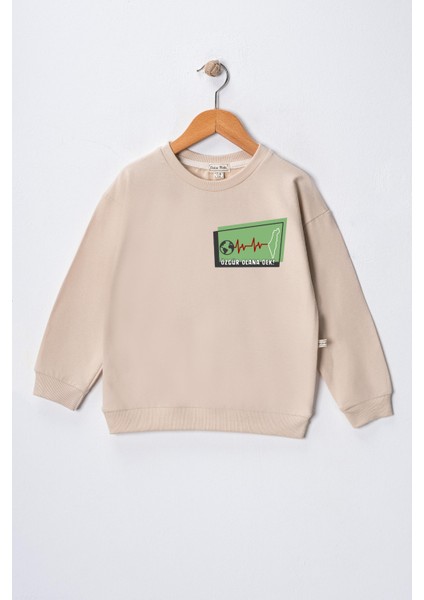 Kız Çocuk " Gazze" Baskılı Pamuklu Sweat