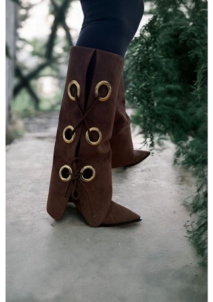 Zinnia Kahverengi Süet Kadın Çizme