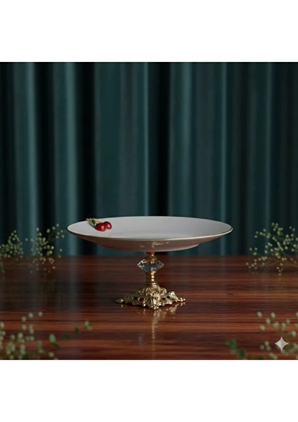 Metal Ayaklı Yaldızlı Porselen Sunumluk Kurabiyelik fiyatları